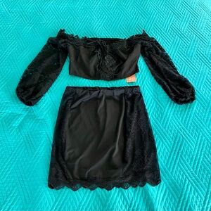 SHEIN Black Lace Skirt Set